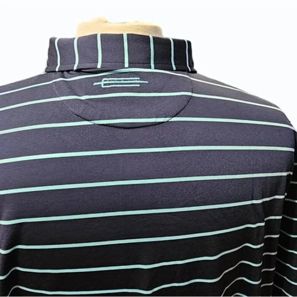 Carnoustie TECH Mens Blue Striped Short Sleeve Polo Shirt UV 50 - Size 2X EUC - Picture 5 of 7